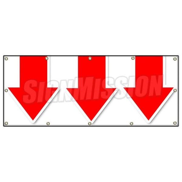 Signmission GIANT DOWN ARROW BANNER SIGN turn here sale follow directions arrived B-120 Giant Down Arrow - main
